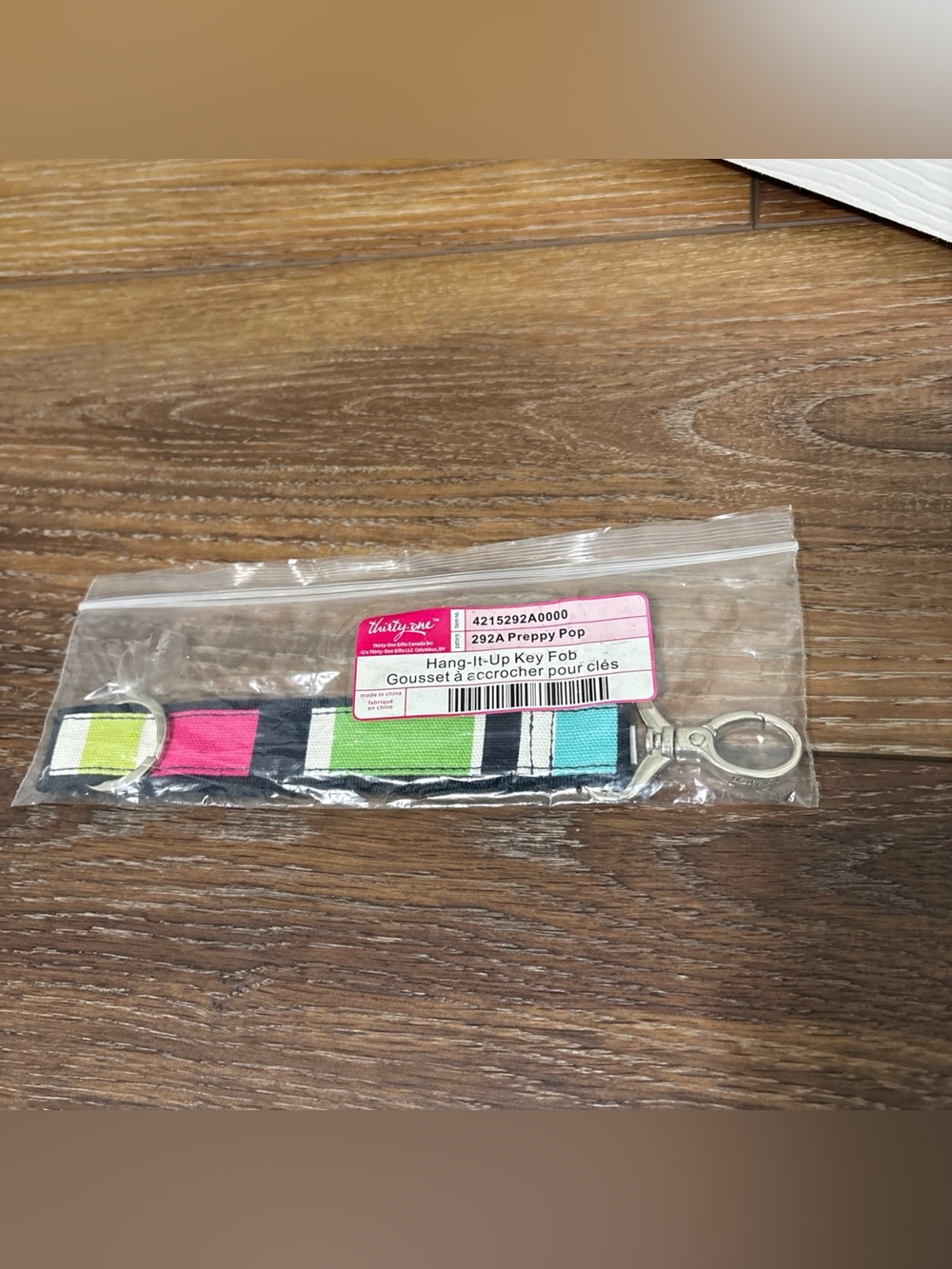 Thirty-One Striped Pop Hang-It-Up Key Fob - Multi-Color